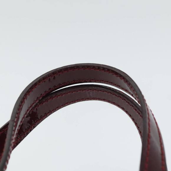 BURBERRY Hand Bag Enamel Red Silver Auth 91276 - Picture 8 of 16